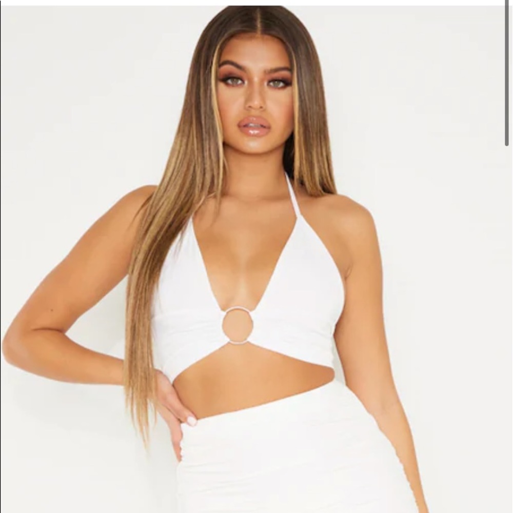 Prettylittlething white ring bralet